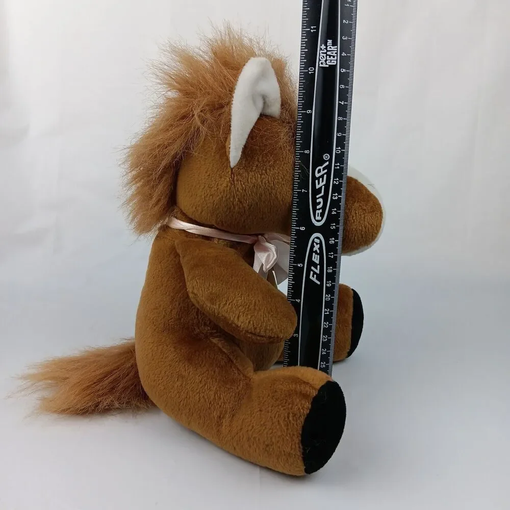 90s Kellytoy Original Cuddle Pals Horse Seated 1998 Plush Brown White Pink Bow